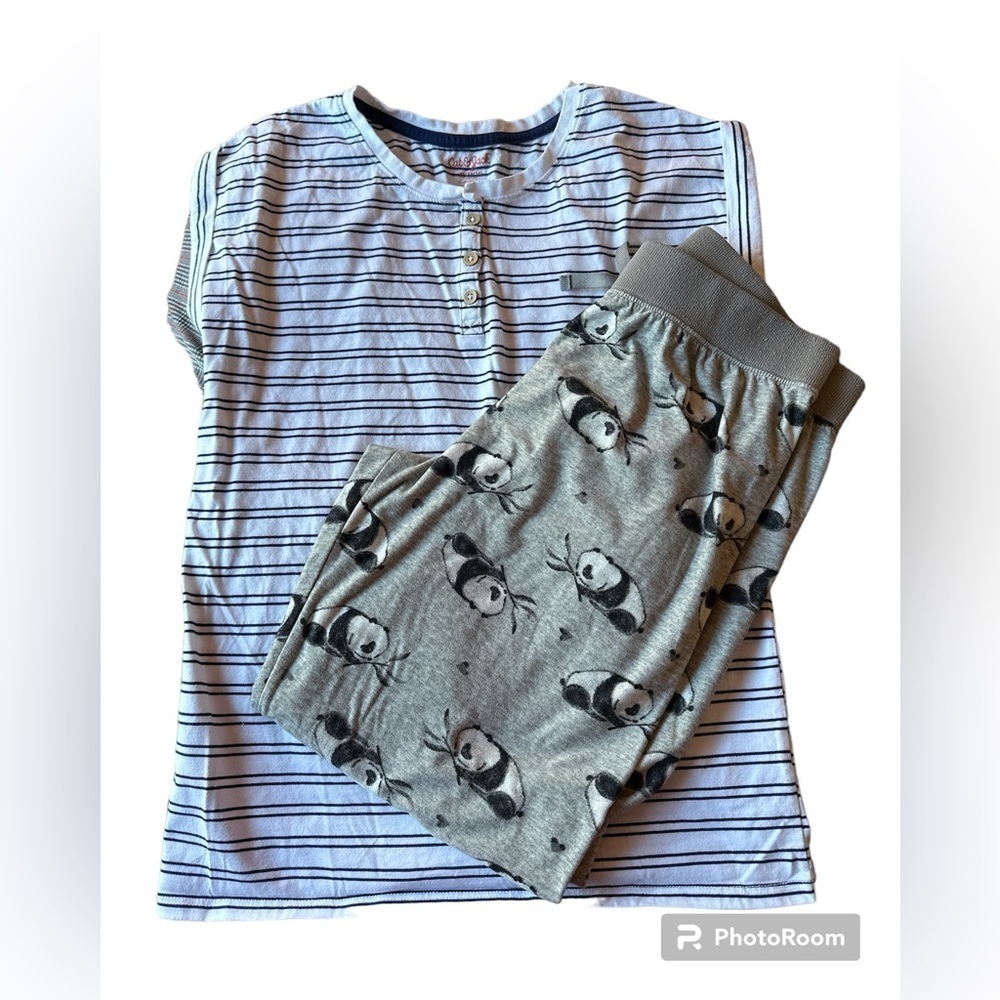 Girls 14/16‎ two piece set panda joggers MUDD and cat & Jack top